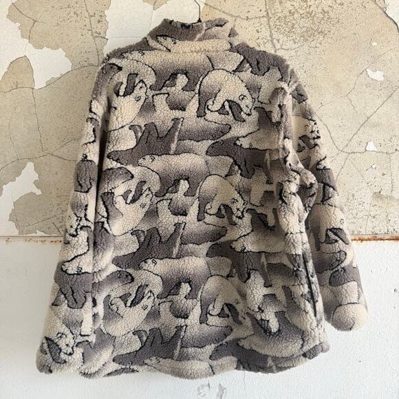 Vtg Woolrich Jacket Deep Pile Sherpa Fleece Polar Beat Print Womens L USA Made - Picture 9 of 10